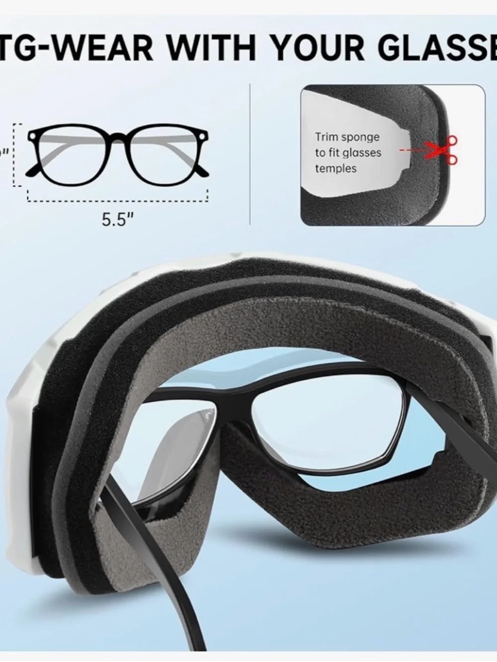 White Ski Goggles with Mirrored Lens and Full UV Protection